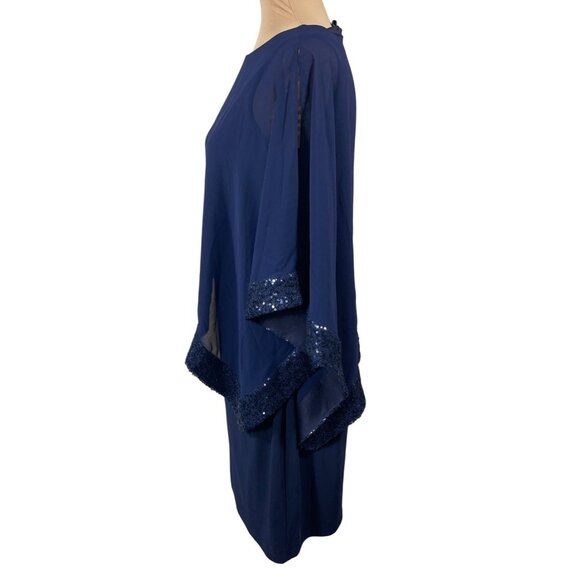 VTG Chaps Shift Dress Party Cocktail Navy Blue Sequined Size 10 - Picture 2 of 10